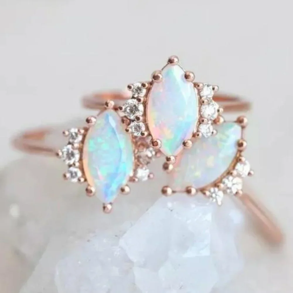 NEW GOLD OPAL DIAMOND RING, CUTE RING, SHINY RING. - Picture 5 of 5